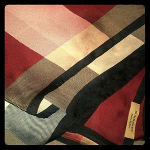 Burberry Burgundy/Black/Rose/Red Check Silk Scarf